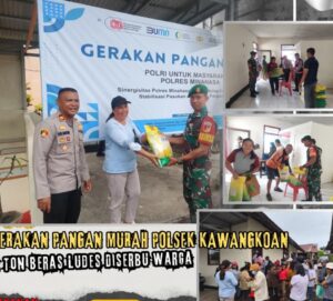 Polsek Kawangkoan Gelar Gerakan Pangan Murah, 2 Ton Beras Habis Terjual