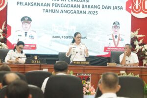 Rapat Evaluasi Pengadaan Barang dan Jasa Pemkab Minahasa Tahun 2025 Resmi Dibuka Wabup Vanda Sarundajang