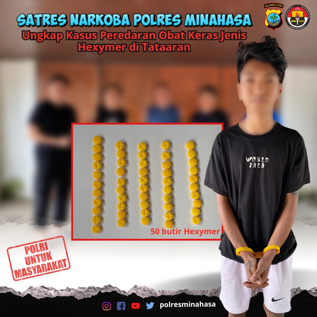 POLRES MINAHASA BERHASIL GAGALKAN PEREDARAN OBAT KERAS JENIS HEXYMER DI TONDANO SELATAN