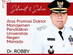 Selamat! Bupati Minahasa, Robby Dondokambey Resmi Raih Gelar Doktor