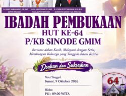 Sukseskan HUT P/KB Sinode GMIM ke-64, Ibadah Pembukaan Digelar 9 Oktober di Tondano